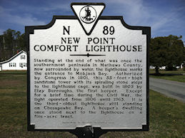 photo of New Point Comfort Lighthouse historical marker